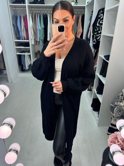 Sianna Plain Ballon Sleeve Longline Cardigan