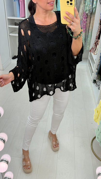 Cairo Plain Crochet Loose Fit Top