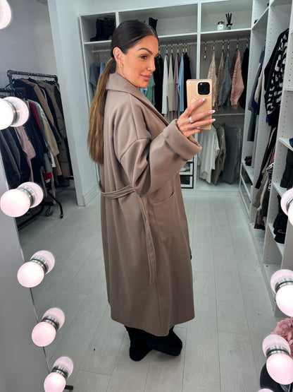 Linden Plain Waist Belt Longline Coat