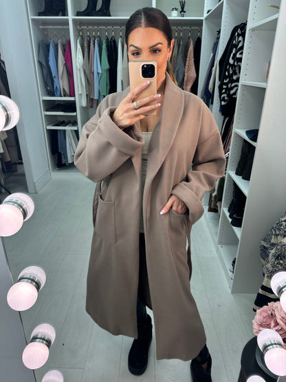 Linden Plain Waist Belt Longline Coat