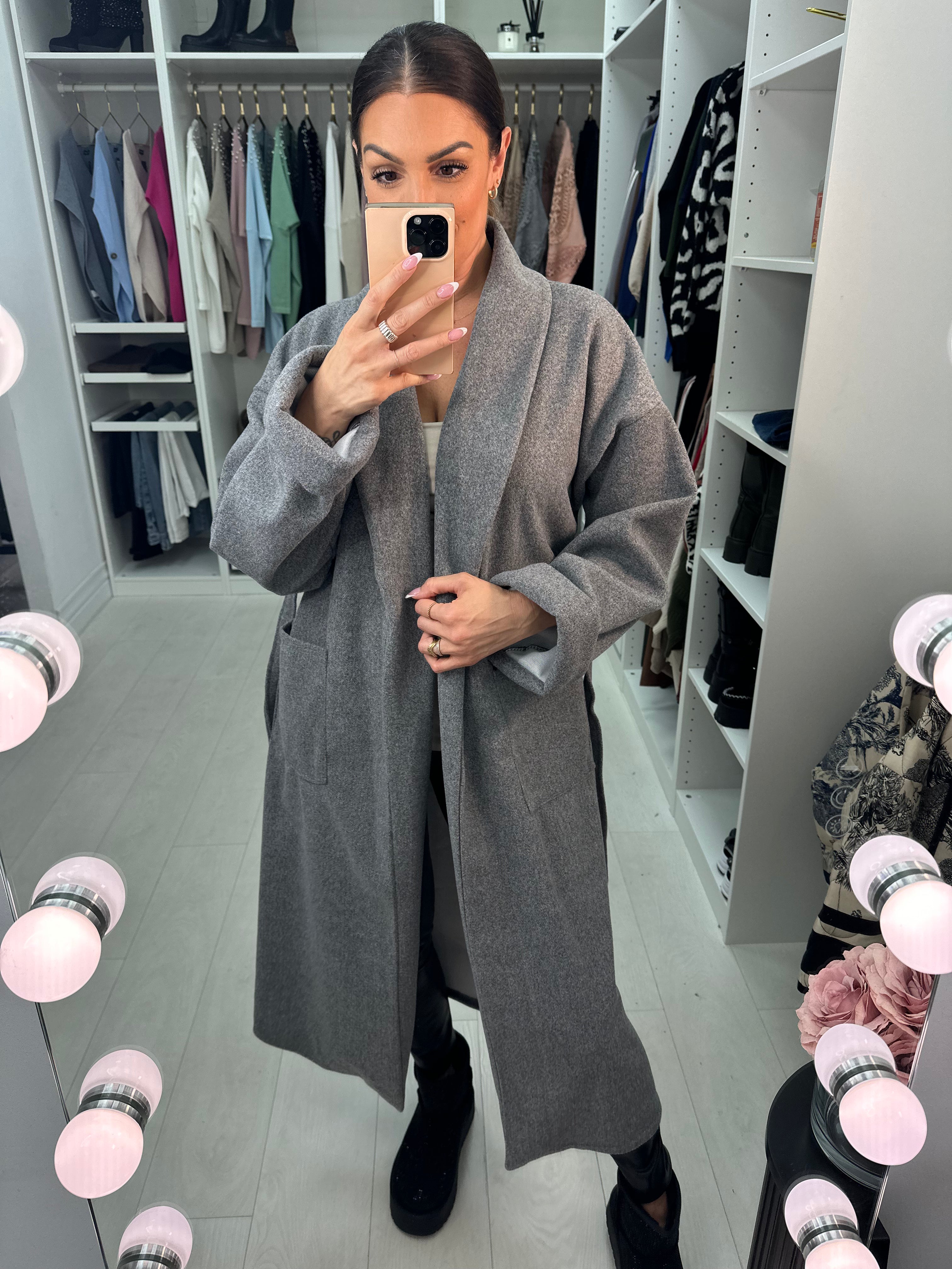 Linden Plain Waist Belt Longline Coat