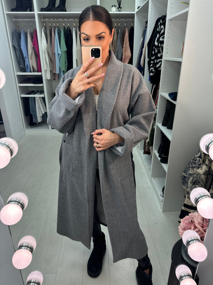 Linden Plain Waist Belt Longline Coat