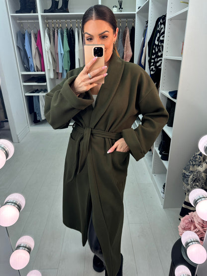 Linden Plain Waist Belt Longline Coat