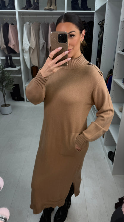 Keliah Plain Heart Embellished Sleeve Jumper Dress