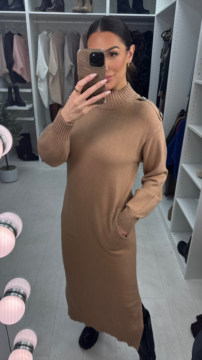 Keliah Plain Heart Embellished Sleeve Jumper Dress