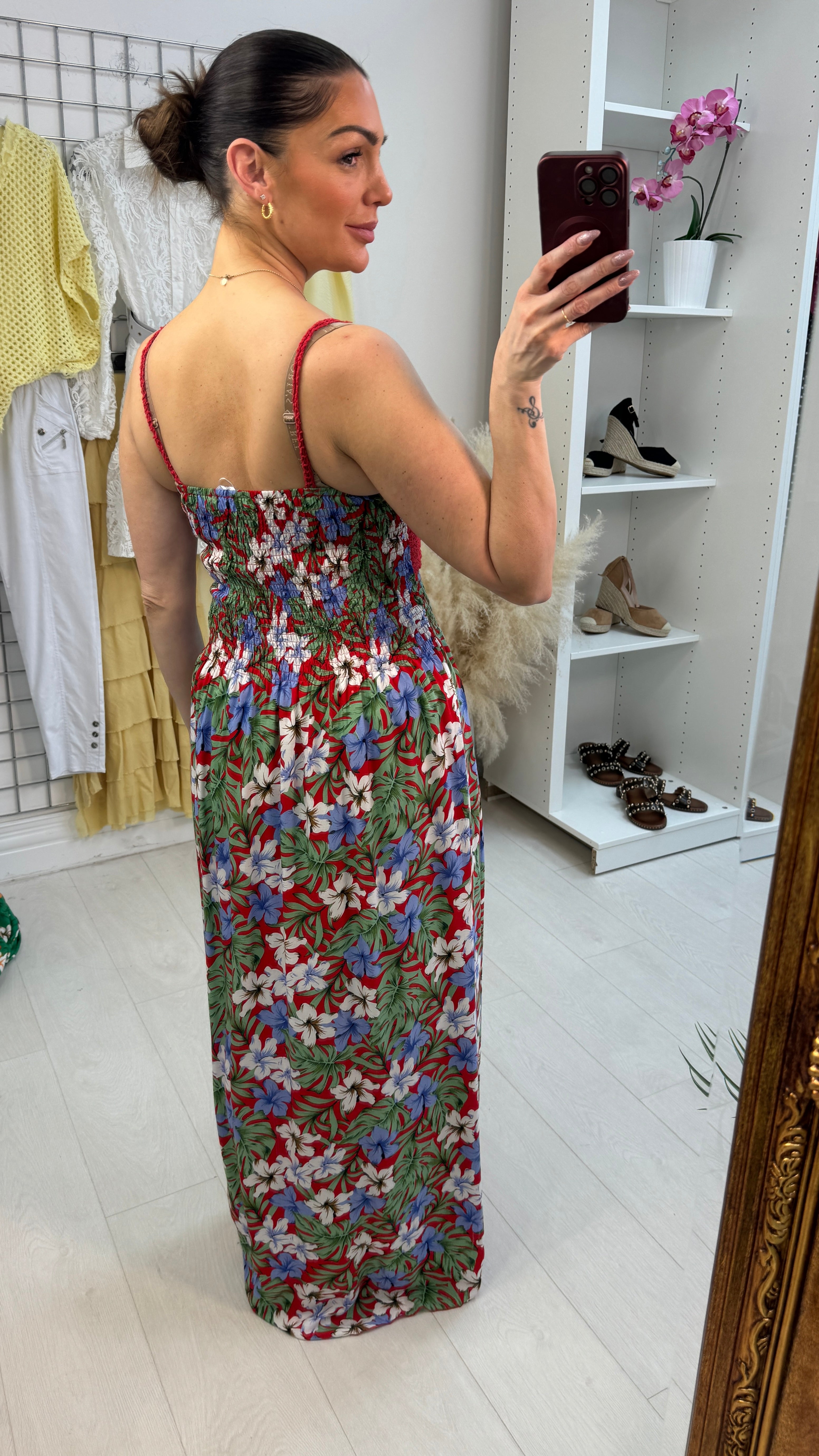 Jennie Floral Print Crochet Bust Maxi Dress