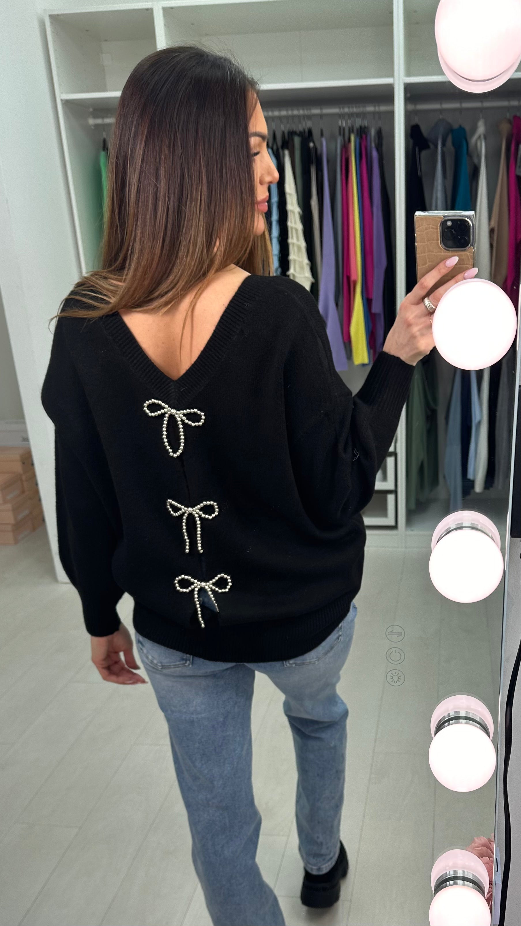 Abiyah Embellished Bow Back Knit Jumper