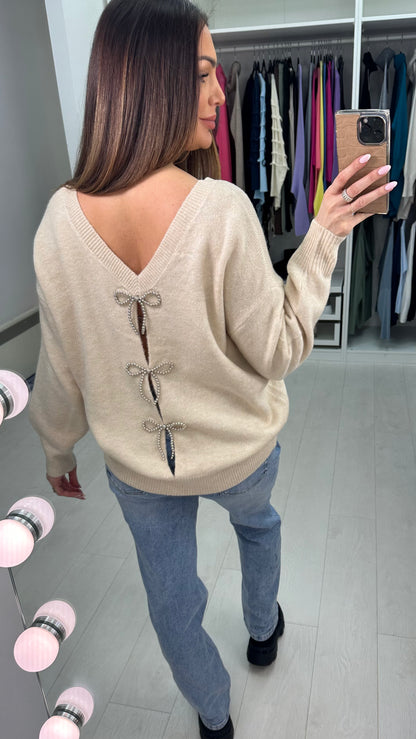 Abiyah Embellished Bow Back Knit Jumper