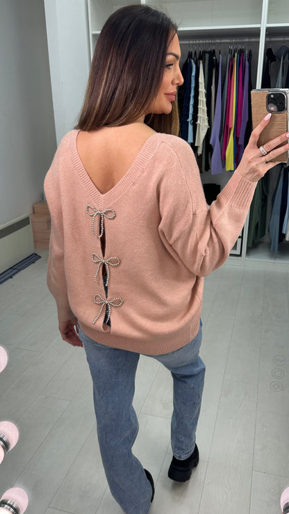 Abiyah Embellished Bow Back Knit Jumper