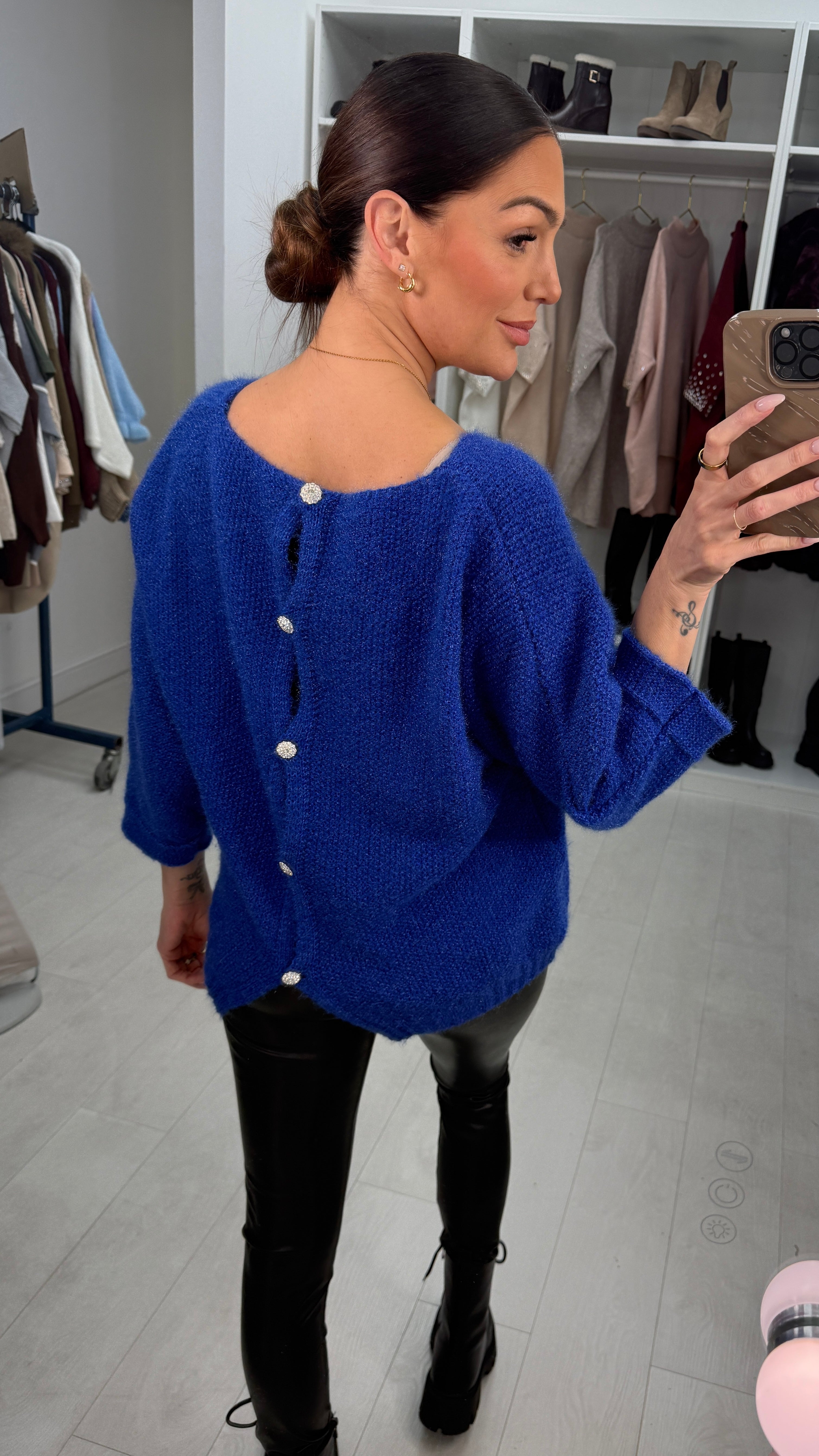 Eliora Super Soft Embellished Button Back Jumper