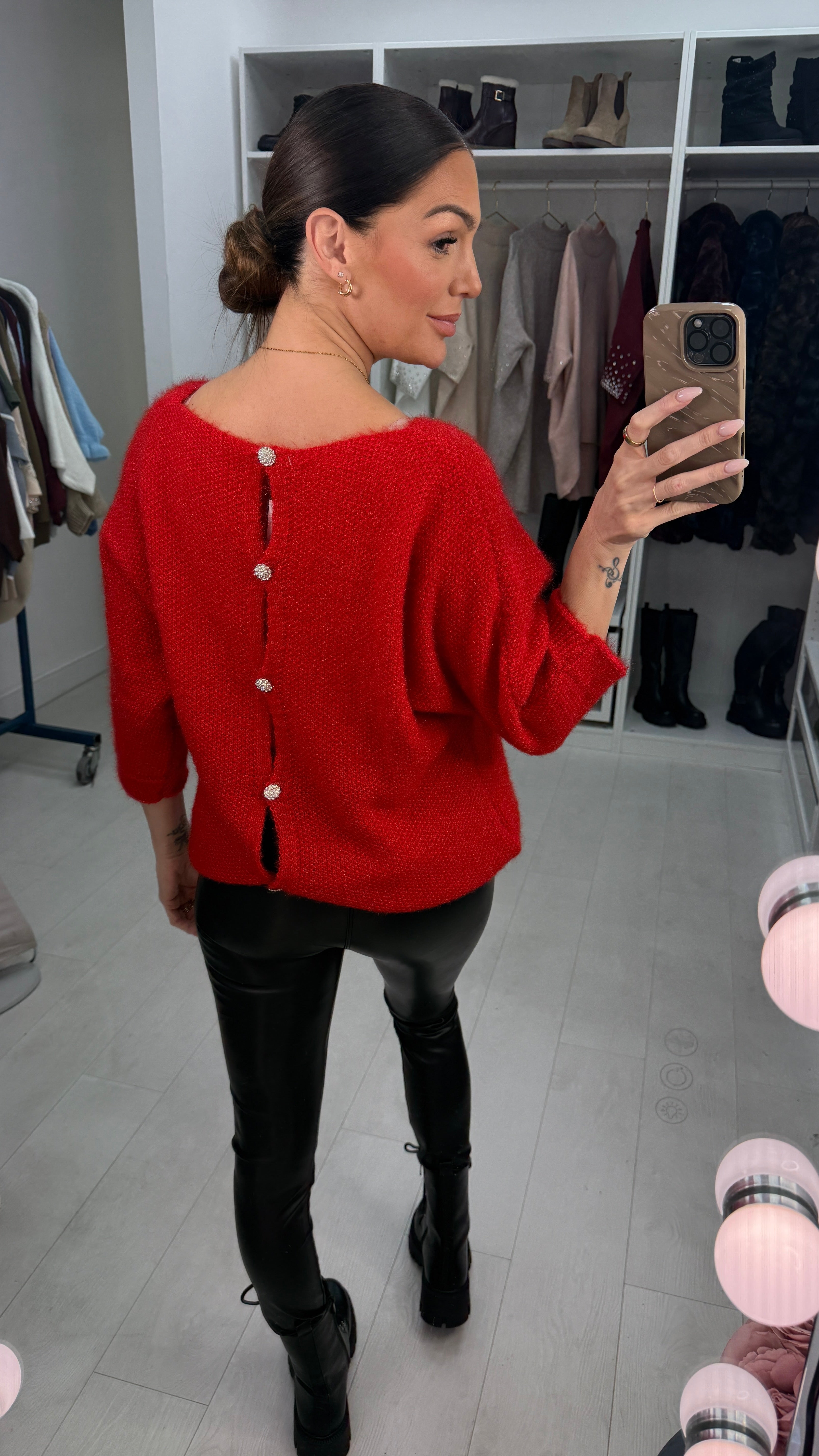 Eliora Super Soft Embellished Button Back Jumper