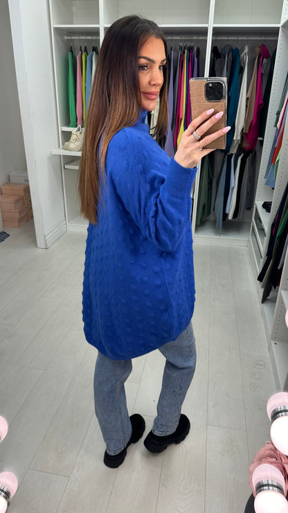 Danni Plain Textured High Neck Loose Fit Jumper