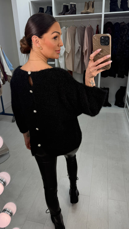 Eliora Super Soft Embellished Button Back Jumper