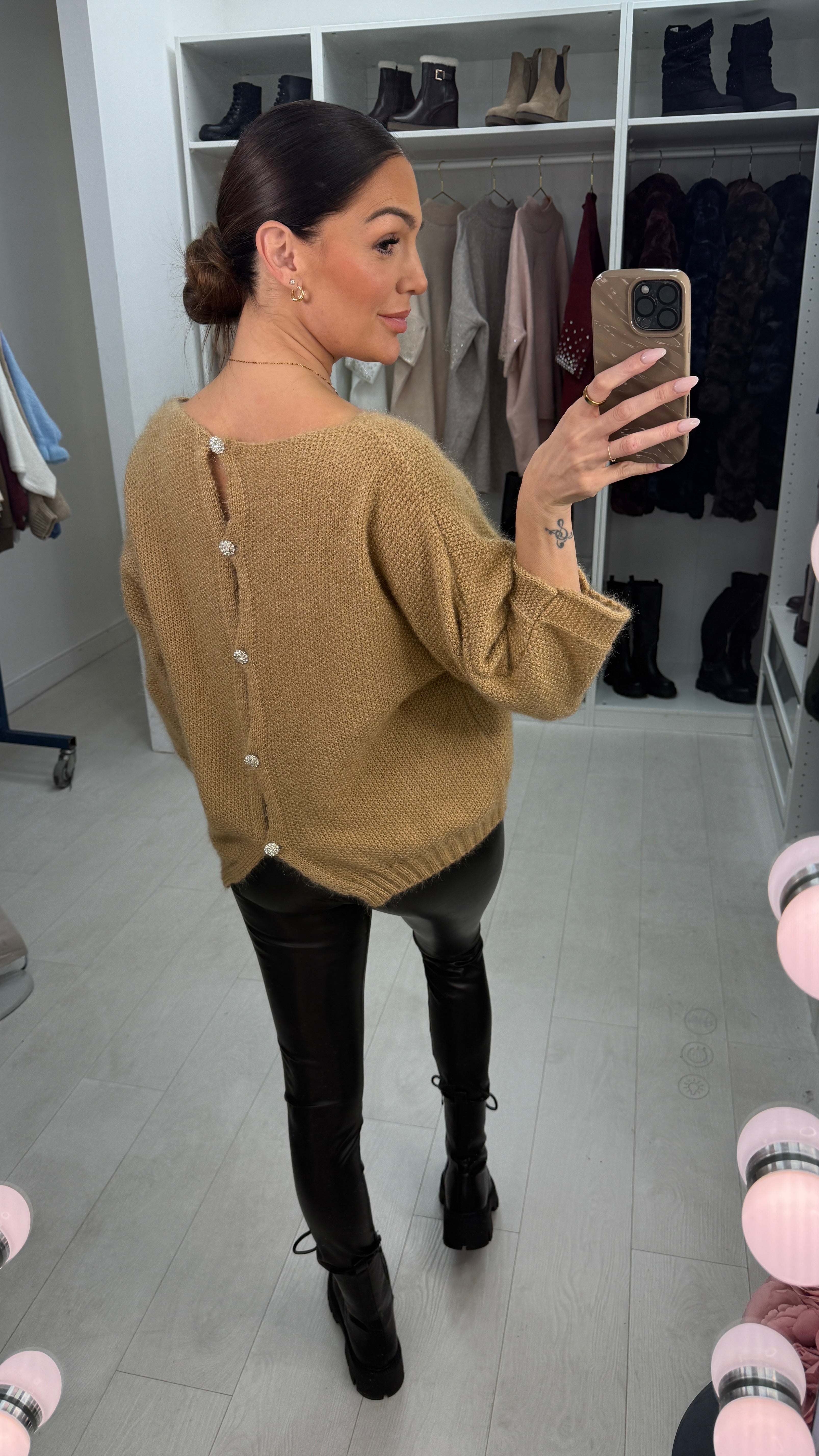 Eliora Super Soft Embellished Button Back Jumper