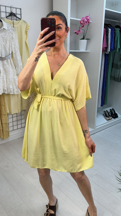 Merinda Plain Elasticated Waist Short Sleeve Dress