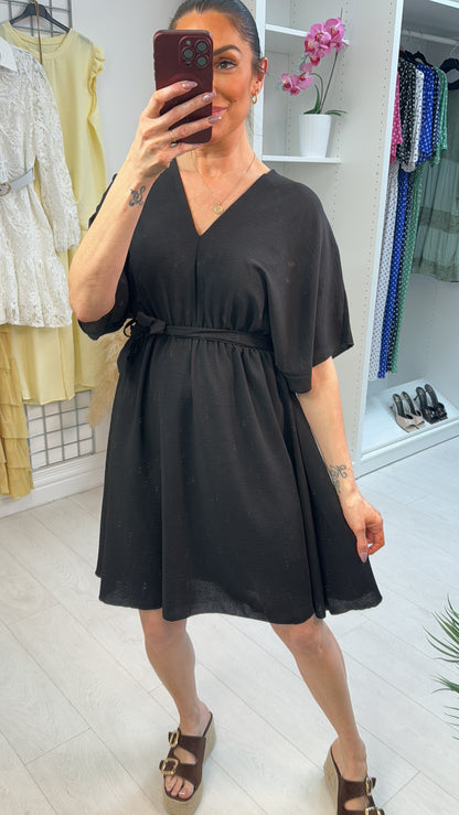 Merinda Plain Elasticated Waist Short Sleeve Dress