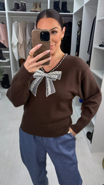 Yanita Pearl & Bow Detail Super Soft Jumper