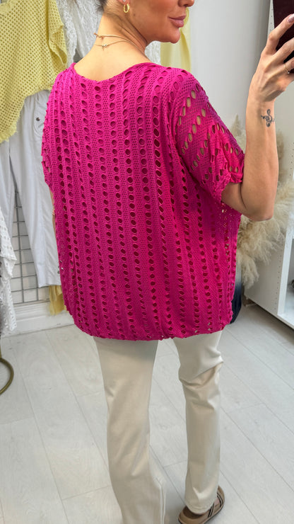 Atilla Plain Textured Bubble Hem Necklace Top