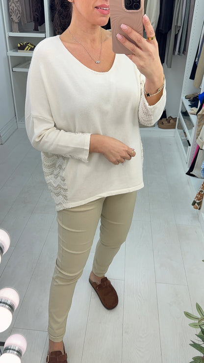 Esmina Plain Lace Panel V N Jumper