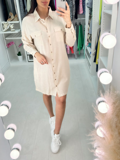 Sasha Utility Linen Look Shirt Dress