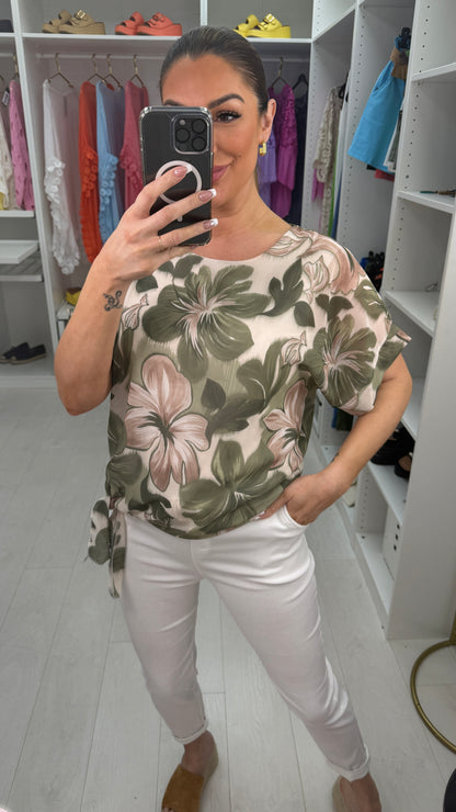 Ceira Floral Print Tie Front Top