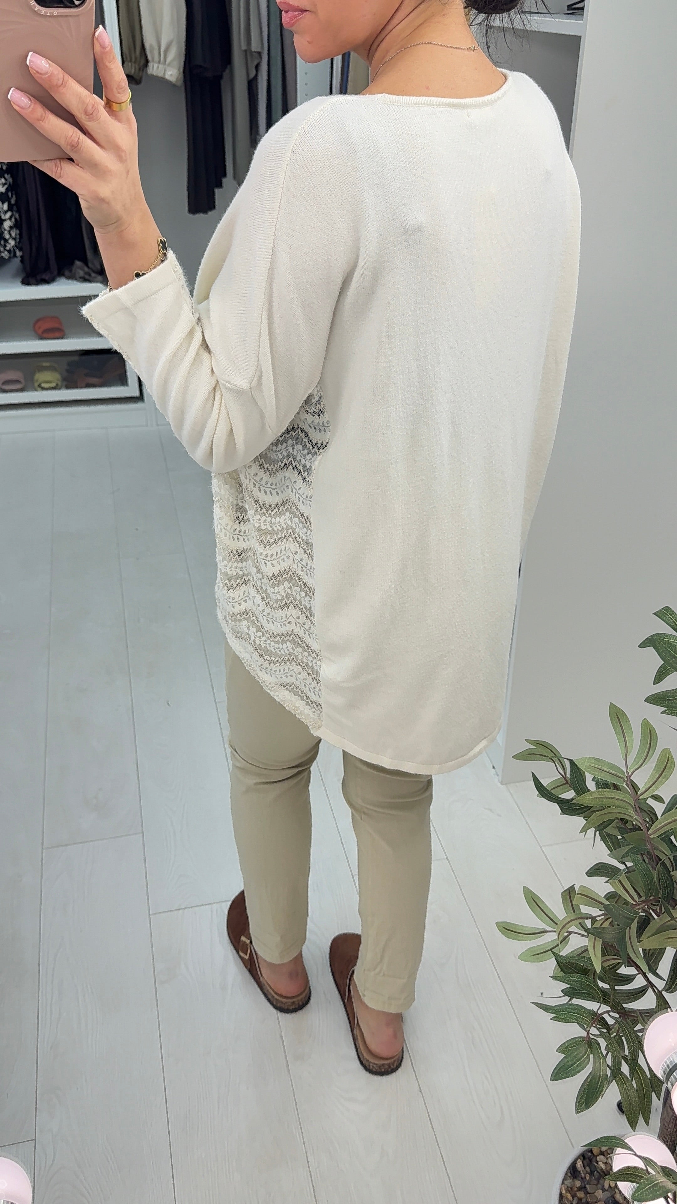 Esmina Plain Lace Panel V N Jumper