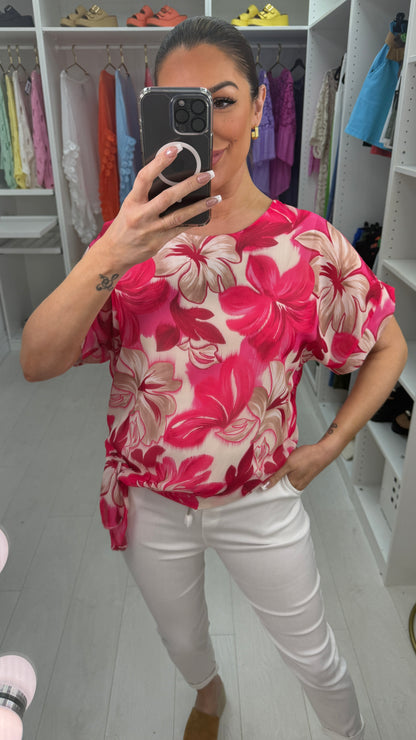 Ceira Floral Print Tie Front Top