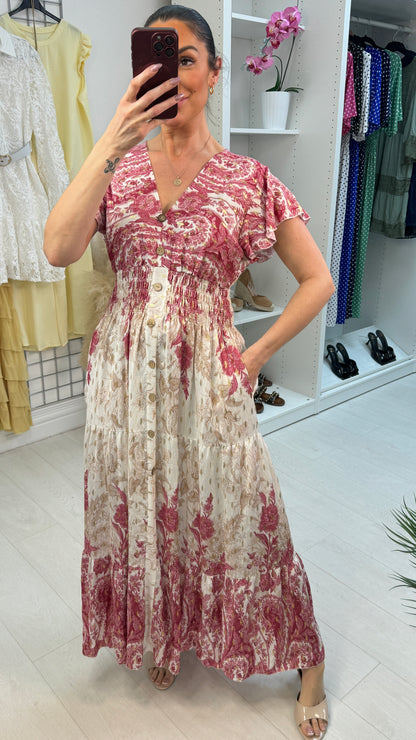 Reign Floral Paisley Print Maxi Dress