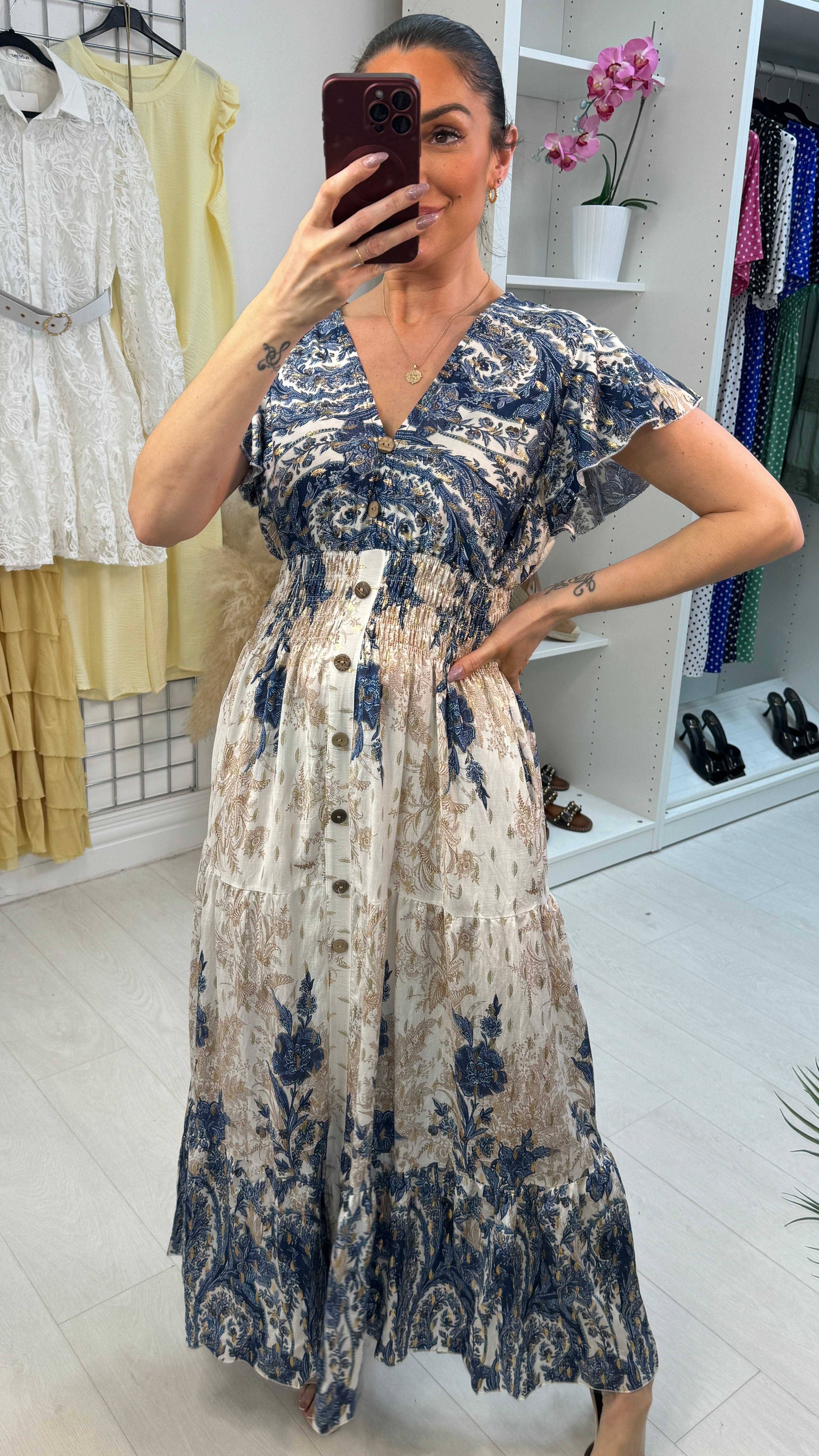 Reign Floral Paisley Print Maxi Dress