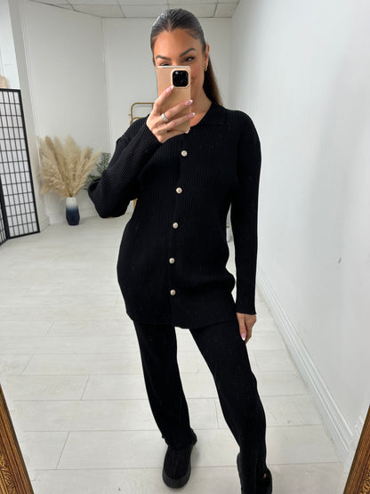 Georgina Ribbed Longline Shirt Loungewear Set