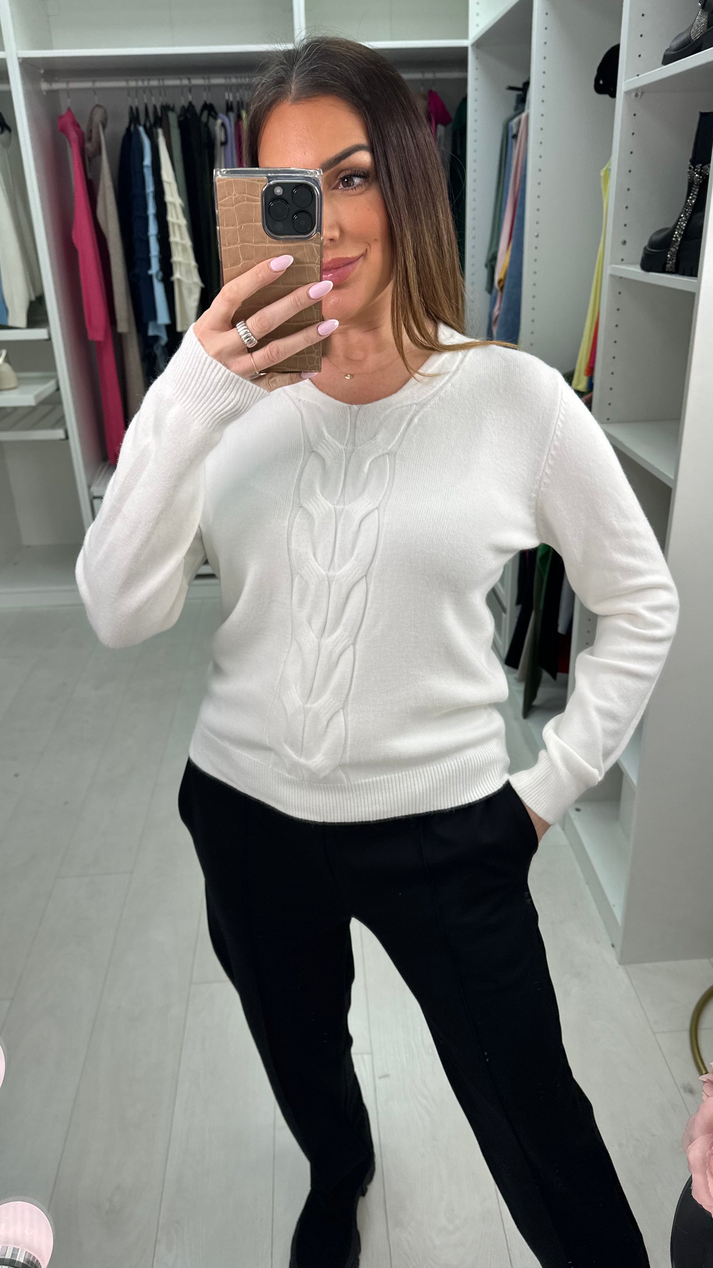 Addison Cable Detail V Neck Jumper