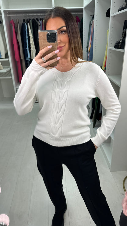 Addison Cable Detail V Neck Jumper