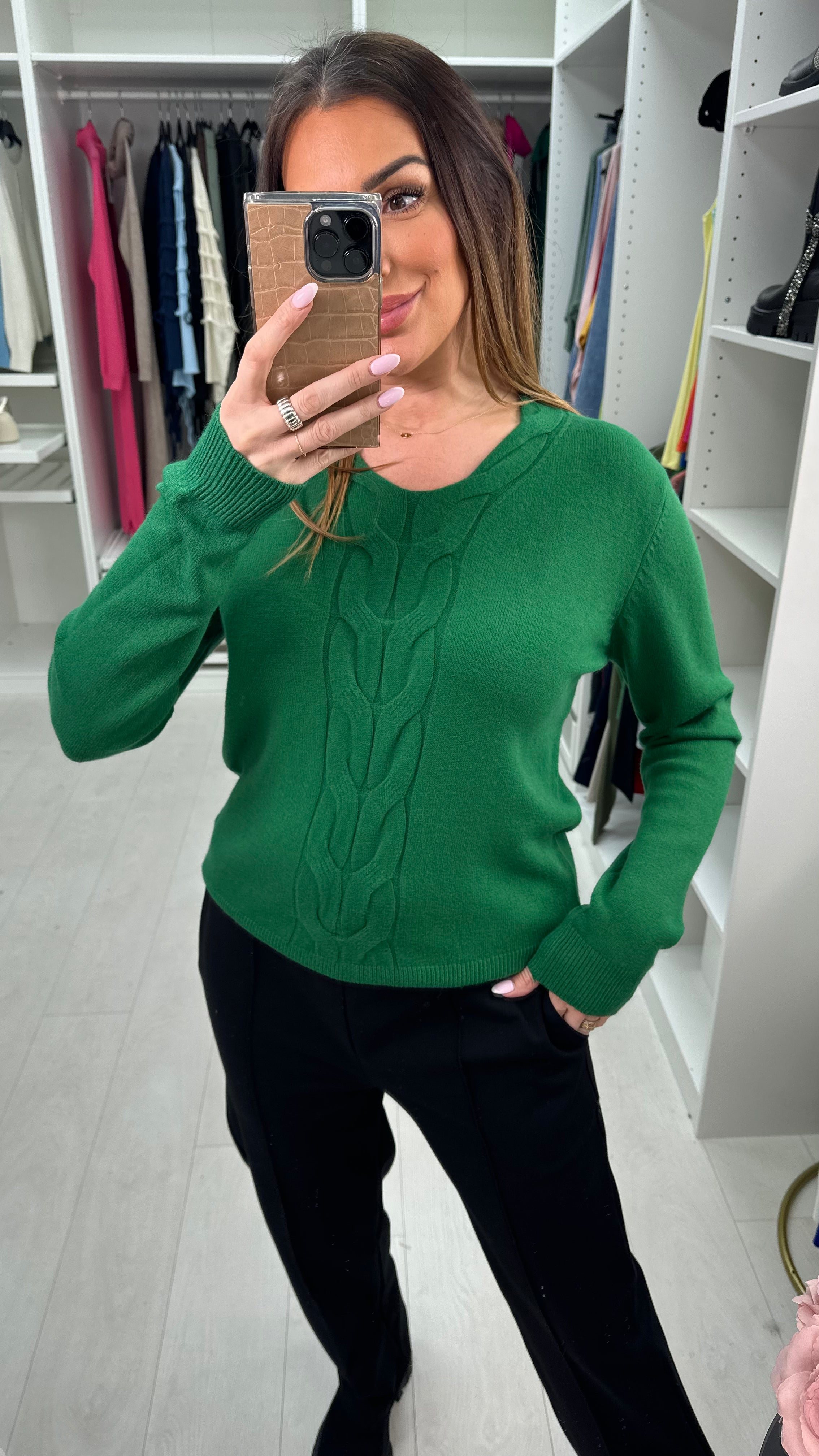 Addison Cable Detail V Neck Jumper