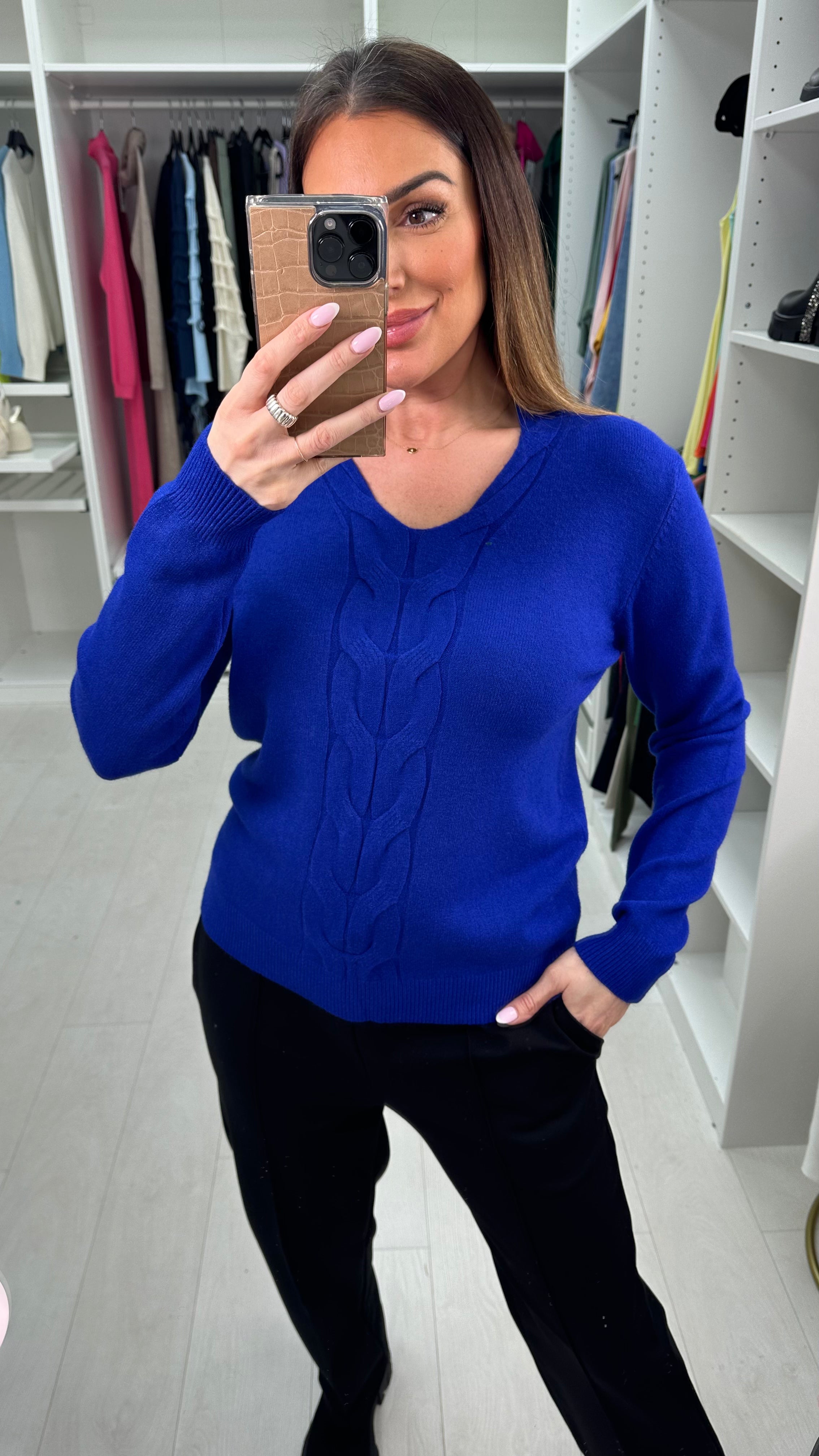 Addison Cable Detail V Neck Jumper