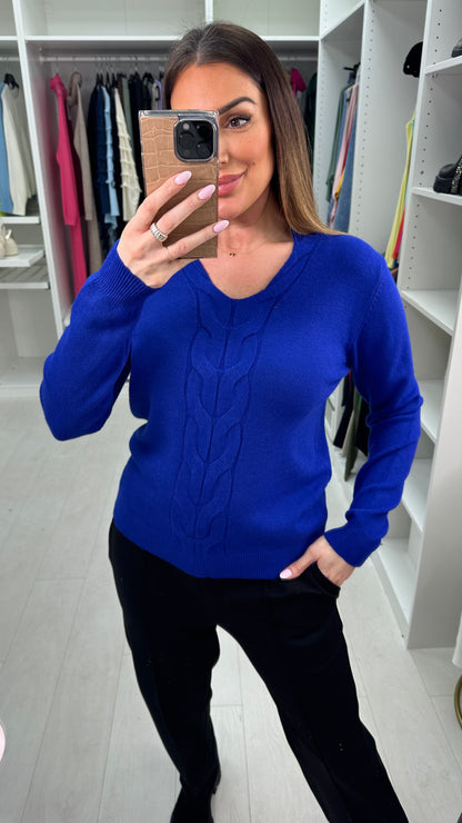 Addison Cable Detail V Neck Jumper