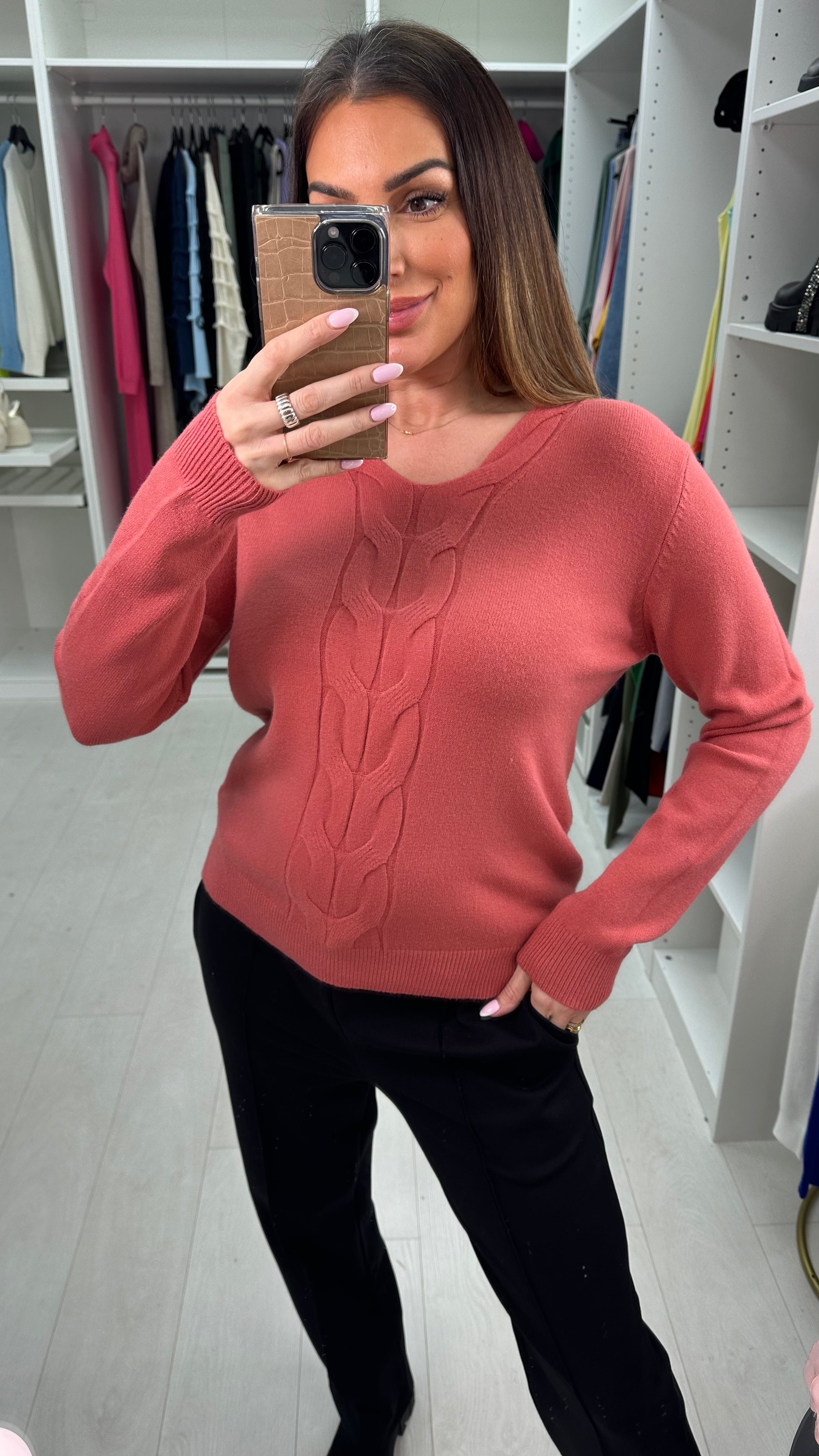 Addison Cable Detail V Neck Jumper