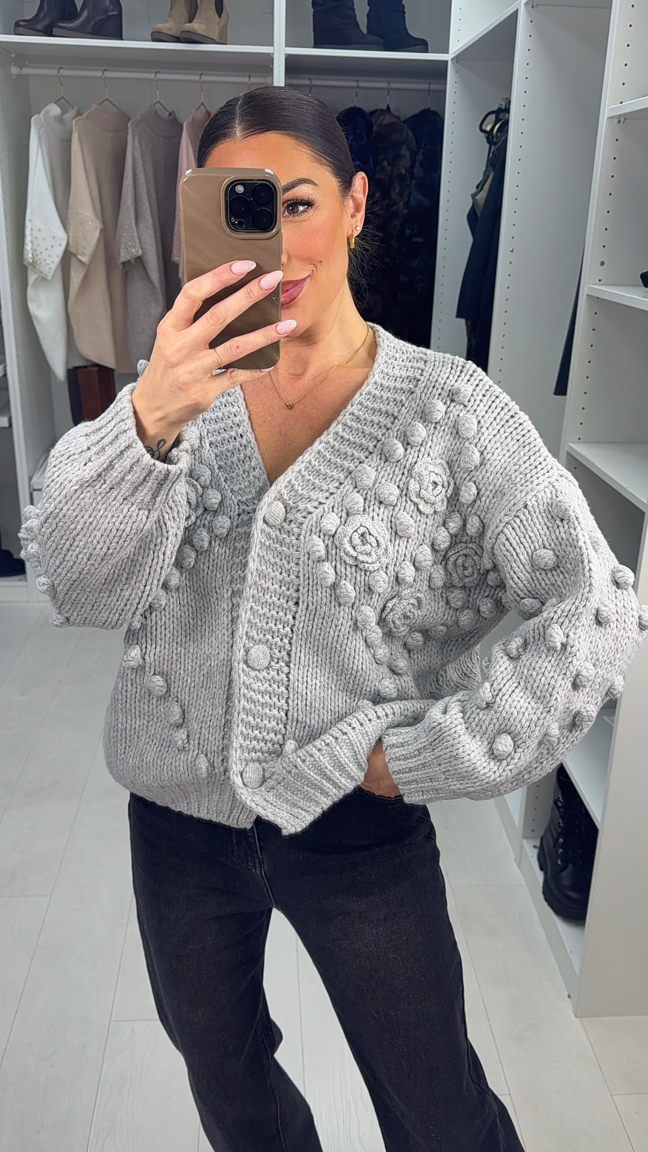 Arella Chunky Floral Knit Cardigan