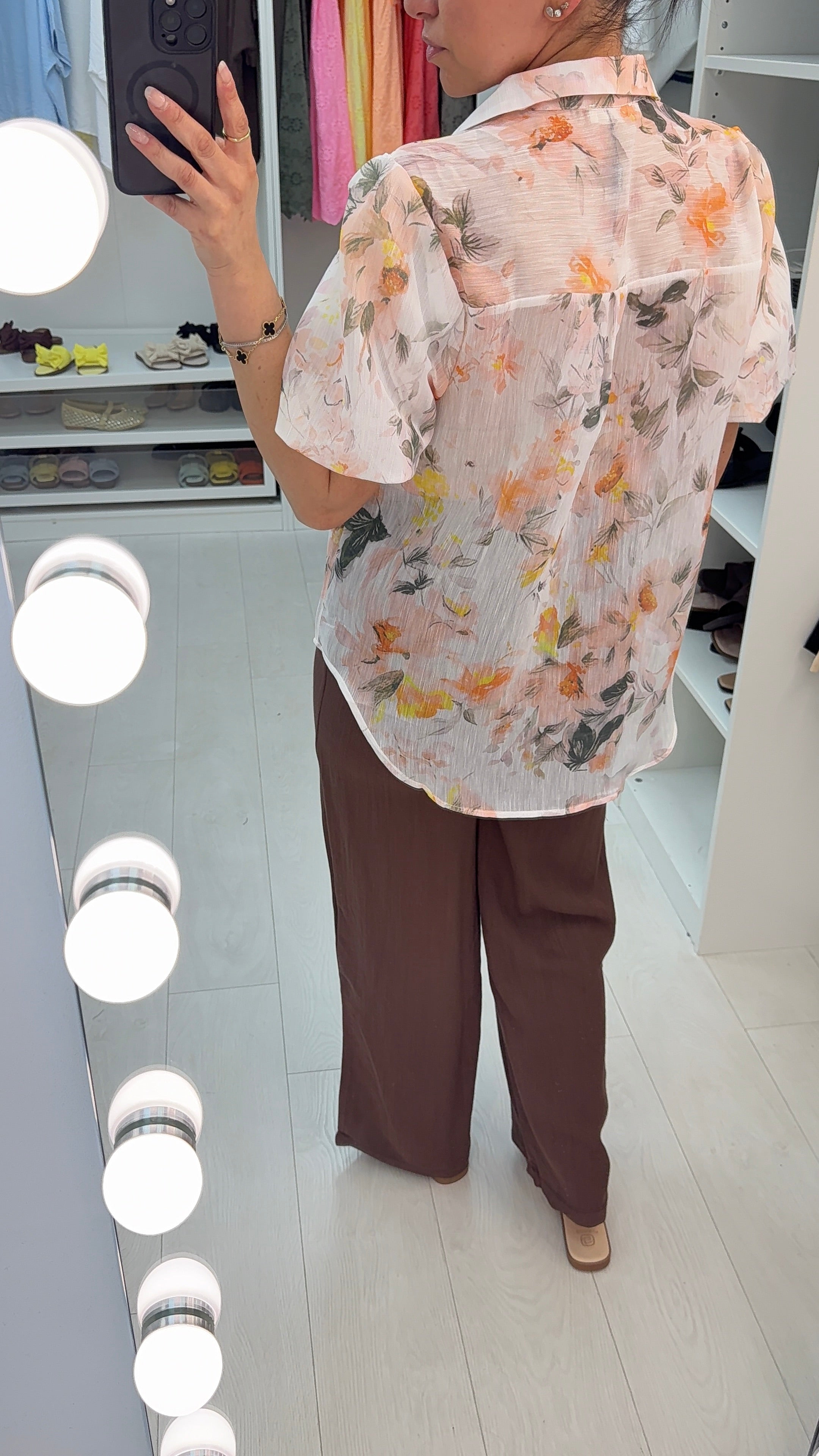 Zavana Floral Print Balloon Sleeve Shirt