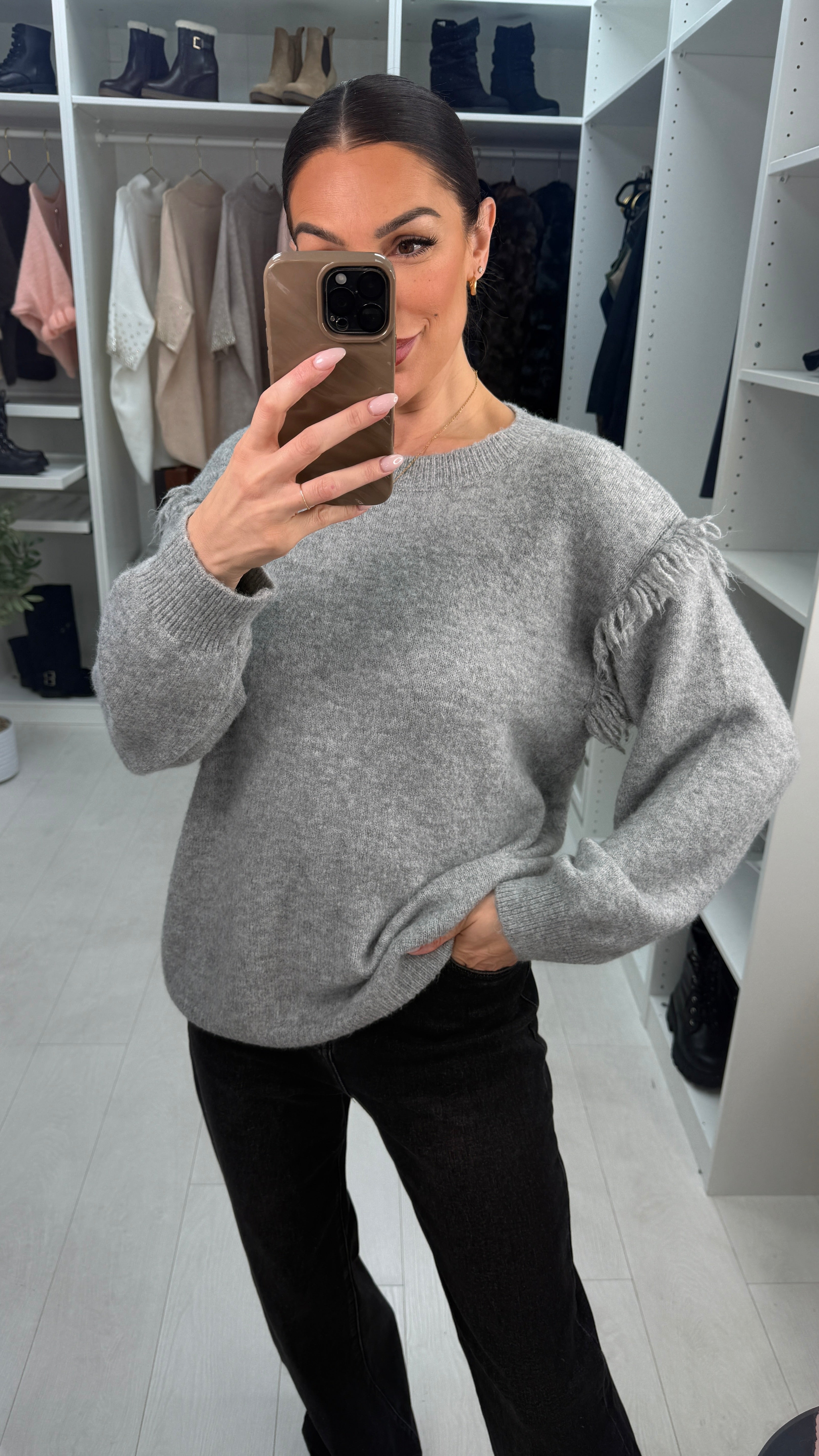 Elicia Plain Distressed Detail Super Soft Jumper