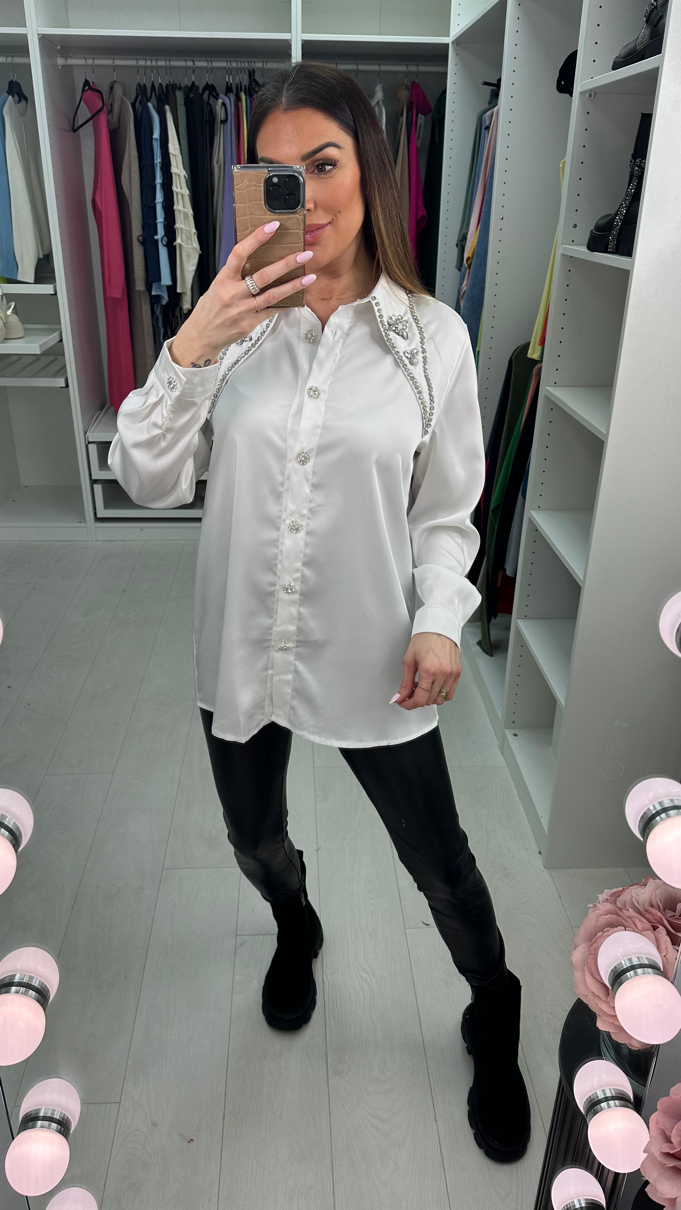 Elias Embellished Collar Silk Shirt