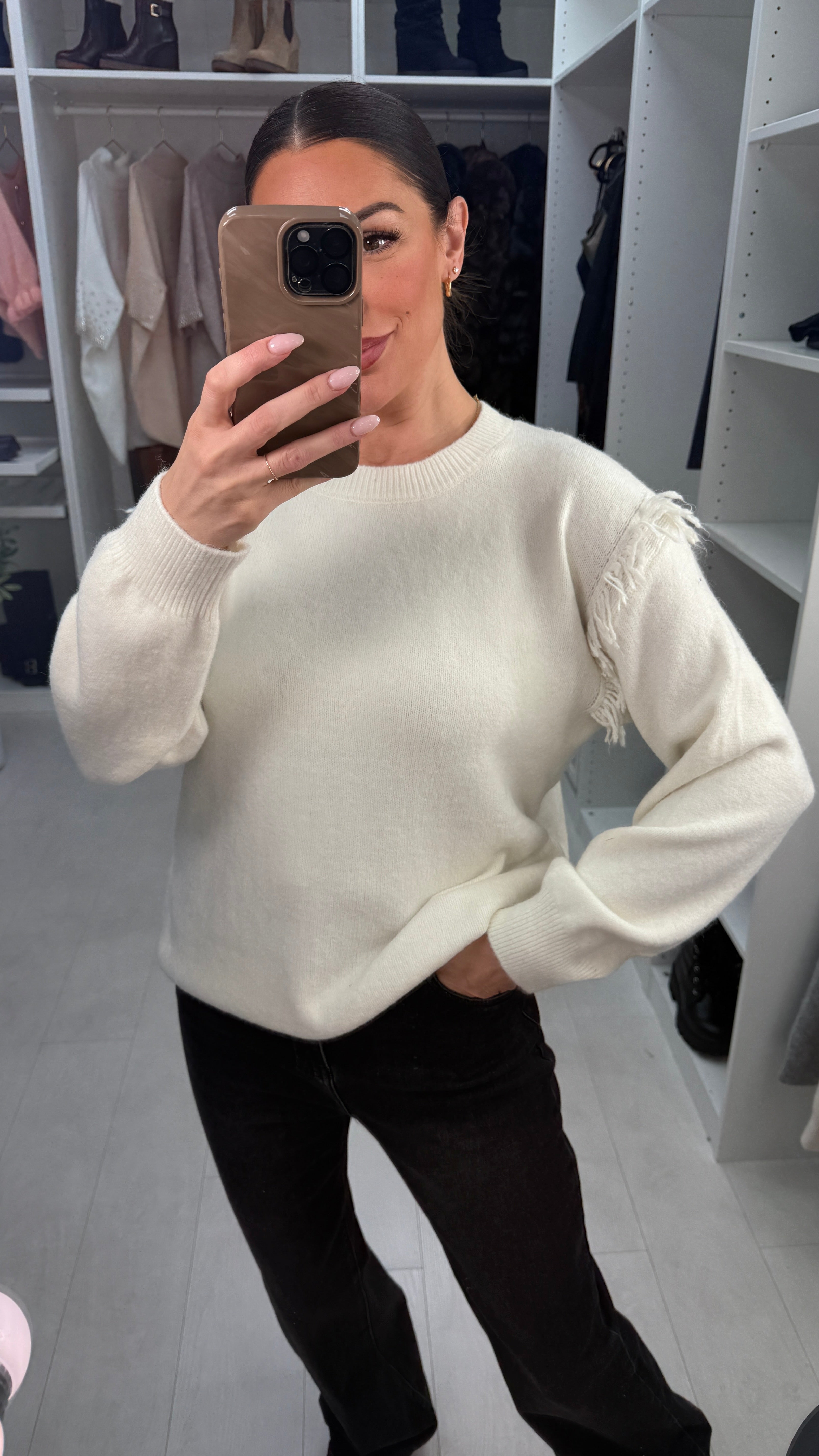 Elicia Plain Distressed Detail Super Soft Jumper