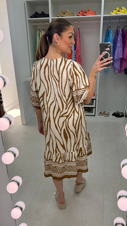 Raya V Neck Button Front Loose Fit Dress