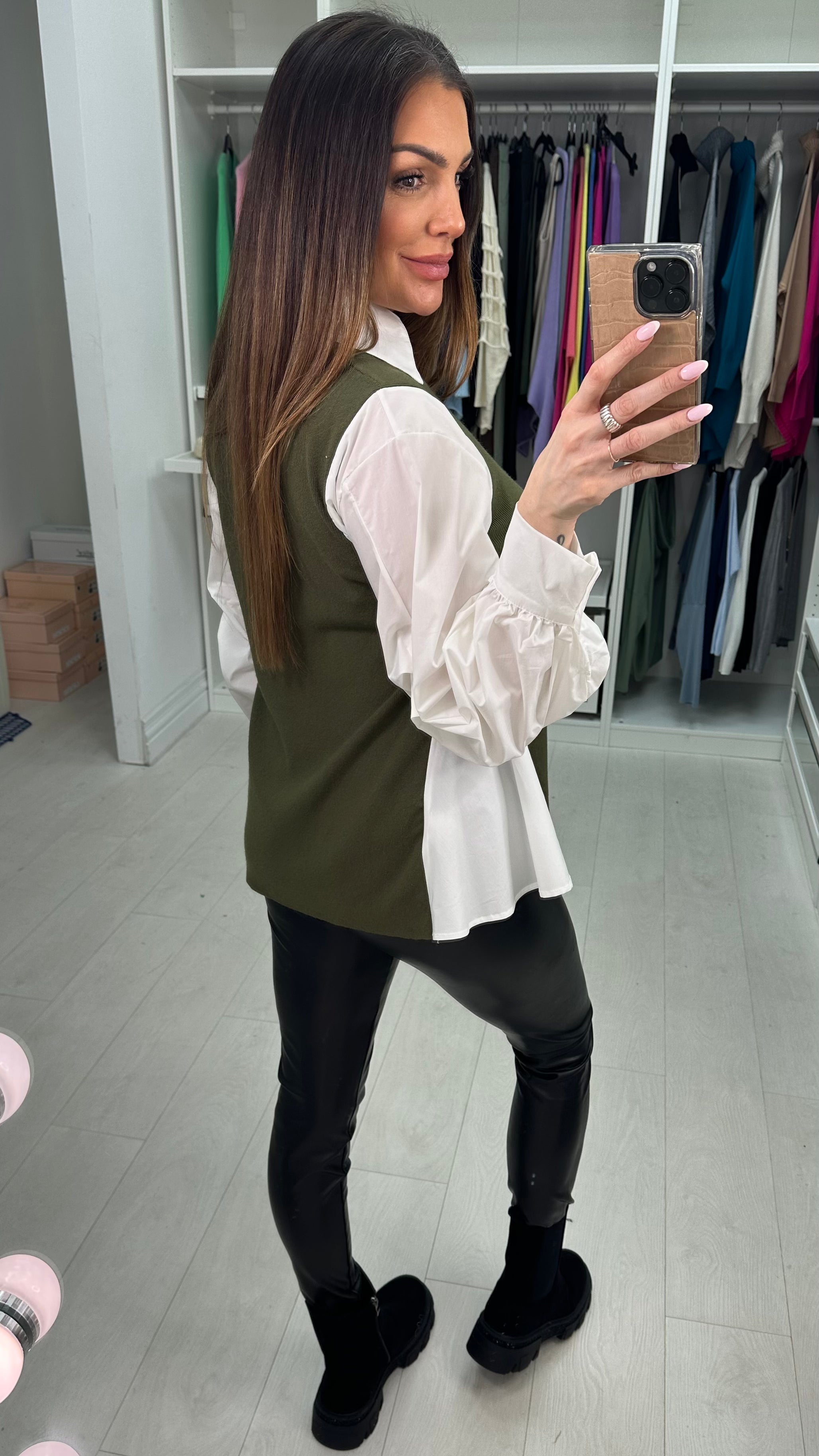 Marsha 2 In 1 V Neck Shirt Jumper