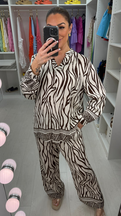 Carter Zebra Print Shirt Co-Ord Set