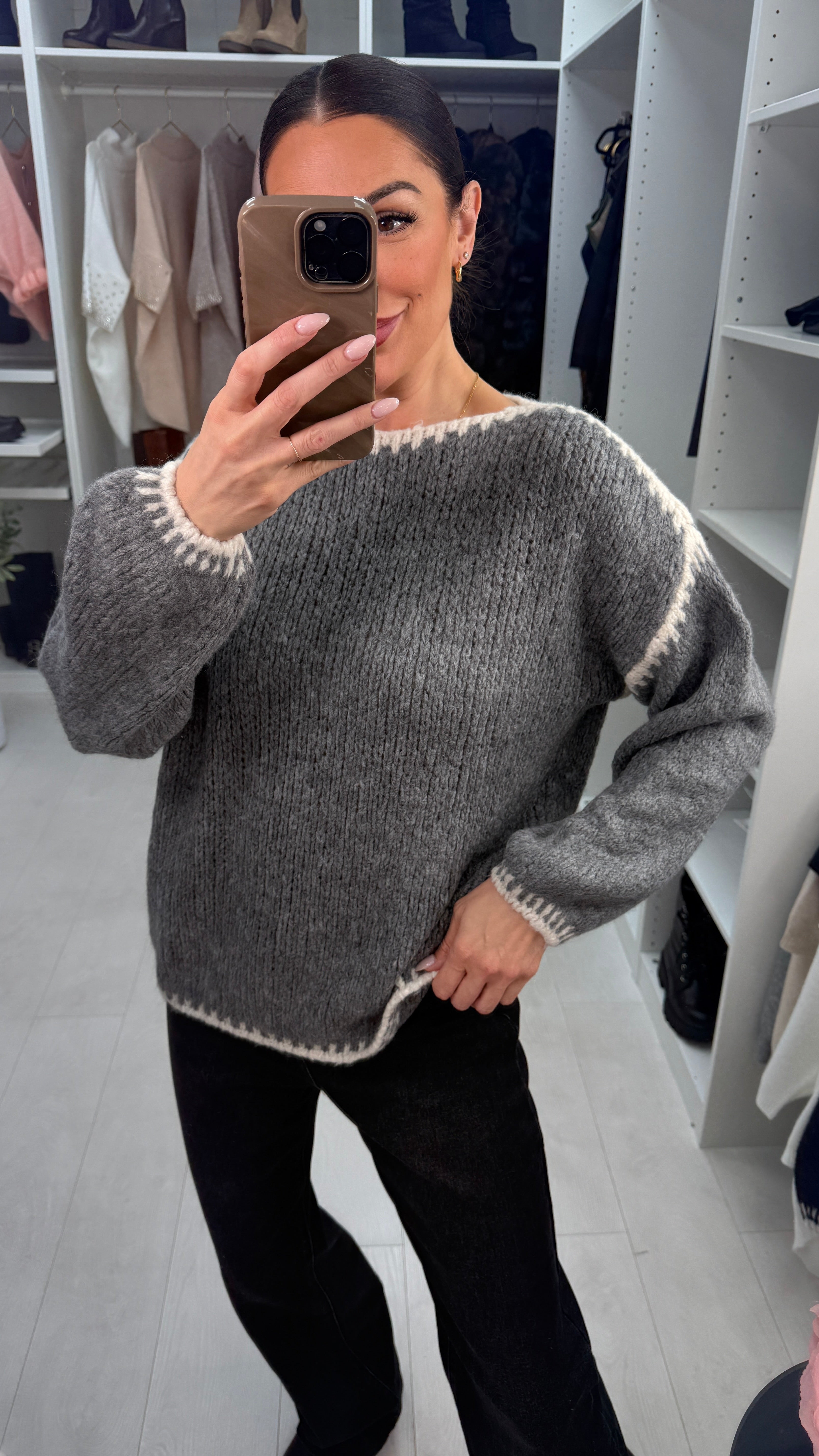 Kandra Stitched Hem Detailed Super Soft Jumper