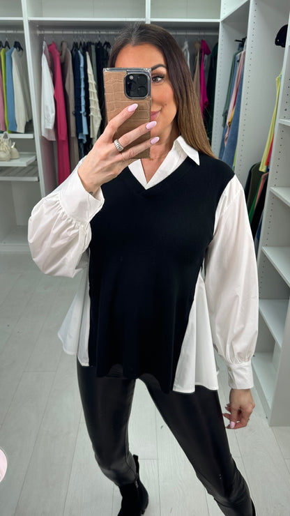 Marsha 2 In 1 V Neck Shirt Jumper