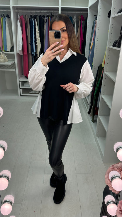 Marsha 2 In 1 V Neck Shirt Jumper