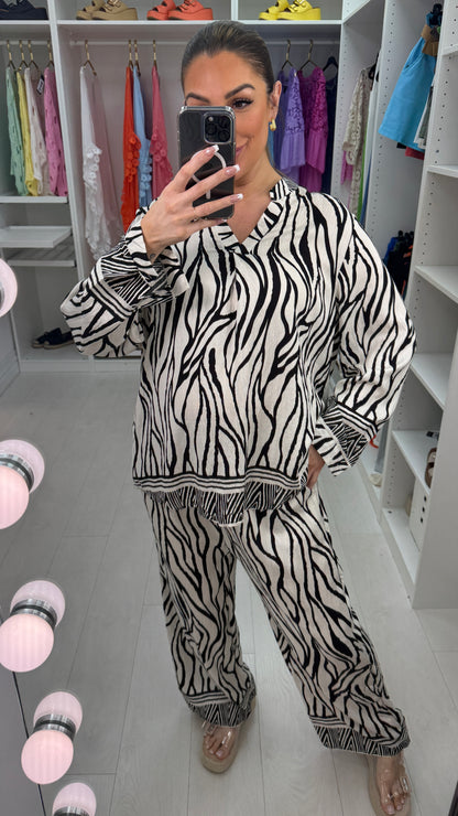 Carter Zebra Print Shirt Co-Ord Set