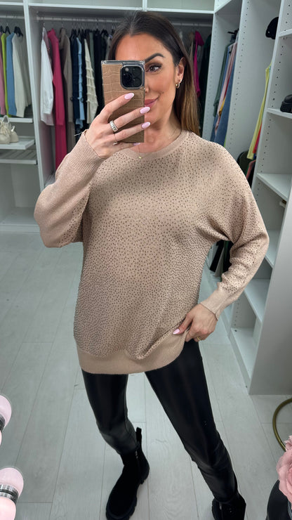 Jaxon Embellished Lurex Thin Knit Jumper