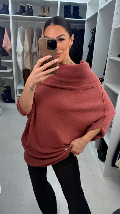 Elissia Super Soft Roll Neck Poncho Jumper